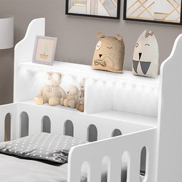 Cama Infantil Montessoriana Helo Solteiro com Nicho e Led - Branca - 2