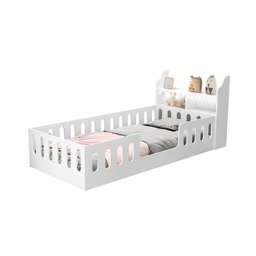 Cama Infantil Montessoriana Helo Solteiro com Nicho e Led - Branca - 1