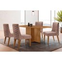 Ver imagem 1 de Conjunto: Mesa de Cozinha Berlim C/ Tampo Madeirado Canto Curvo 120x80cm e 4 Cadeiras Dafne Naturale