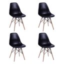 Ver imagem 5 de Conjunto De Mesa De Jantar Eames Eiffel Redonda 110cm Tampo De Madeira Amêndoa Com 4 Cadeiras Pretas