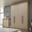 Ver imagem 1 de Conjunto Cômoda e Roupeiro England em MDF 4 Gavetas 4 Portas Corda/Freijó