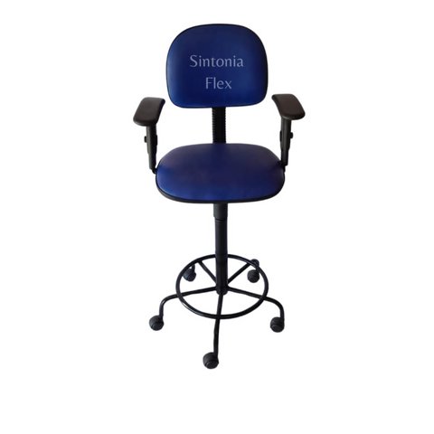 Cadeira Secretaria Caixa Alta - Braço com Regulagem de Altura com Rodízio pra Balcão Recepção - Aro-