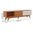 Ver imagem 3 de Rack Bancada Tv 75 Pol 200 Cm Veneza Freijo Off White Matte Colibri