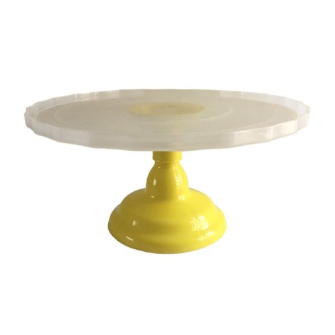 Boleira Polipropileno Amarela Prato Transparente Glamour G Arte Vítrea Glamour Amarela G