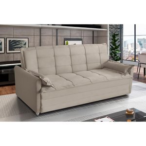 Sofá Cama 3 Lugares 2,00m Suede Vienna Castor