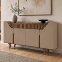 Ver imagem 1 de Aparador Buffet para Sala de Jantar 4 Portas 2 Gavetas Ripadas 180cm Volga B02 Fendi Carvalho - Lyam