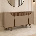 Ver imagem 4 de Aparador Buffet para Sala de Jantar 4 Portas 2 Gavetas Ripadas 180cm Volga B02 Fendi Carvalho - Lyam