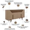 Ver imagem 5 de Aparador Buffet para Sala de Jantar 4 Portas 2 Gavetas Ripadas 180cm Volga B02 Fendi Carvalho - Lyam