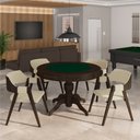 Ver imagem 1 de Conjunto Mesa de Jogos Carteado Bellagio Tampo Reversível Verde e 4 Cadeiras Madeira Poker Base Estr