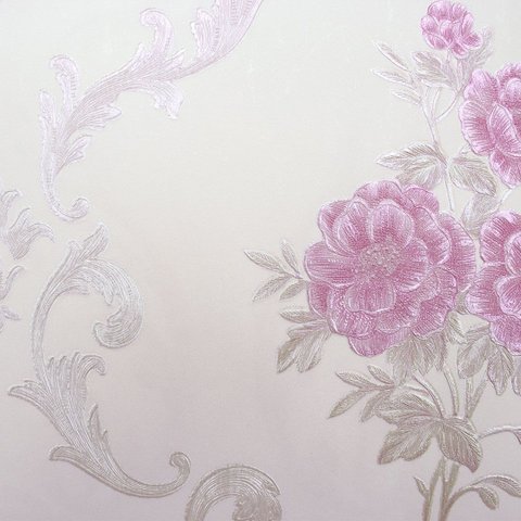 Papel de Parede Floral Adamascado Rosa com Cola Inclusa