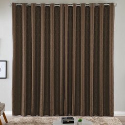 Cortina Turin Jacquard Semiblackout Floral 3,00x2,80m para Sala Quarto Varão 3m Ilhóses - Café - 1