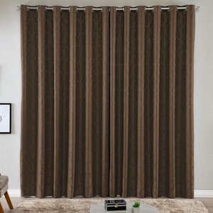 Cortina Turin Jacquard Semiblackout Floral 3,00x2,80m para Sala Quarto Varão 3m Ilhóses - Café