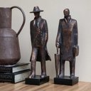 Ver imagem 2 de Escultura Decorativa Homem com Guarda Chuva em Resina Bronze 43cm Ss0344 Btc