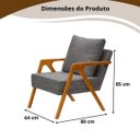 Ver imagem 6 de Kit 2 Poltronas Decorativa Mona Luxo Linho Cinza Base Madeira Maciça