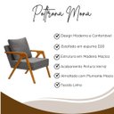 Ver imagem 5 de Kit 2 Poltronas Decorativa Mona Luxo Linho Cinza Base Madeira Maciça