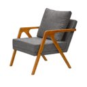 Ver imagem 3 de Kit 2 Poltronas Decorativa Mona Luxo Linho Cinza Base Madeira Maciça