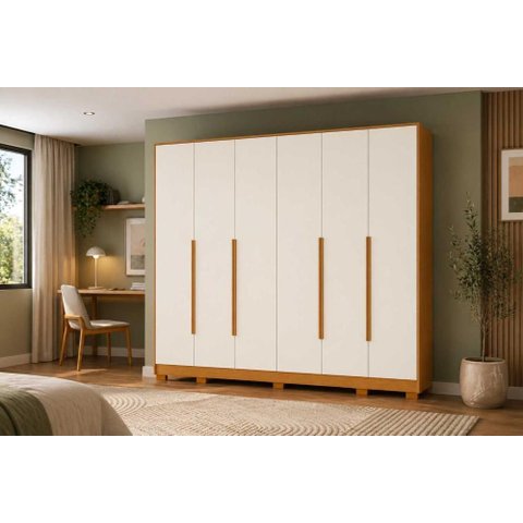 Roupeiro Mercure 6 Portas e Gavetas - Cinamomo Off White - Albatroz