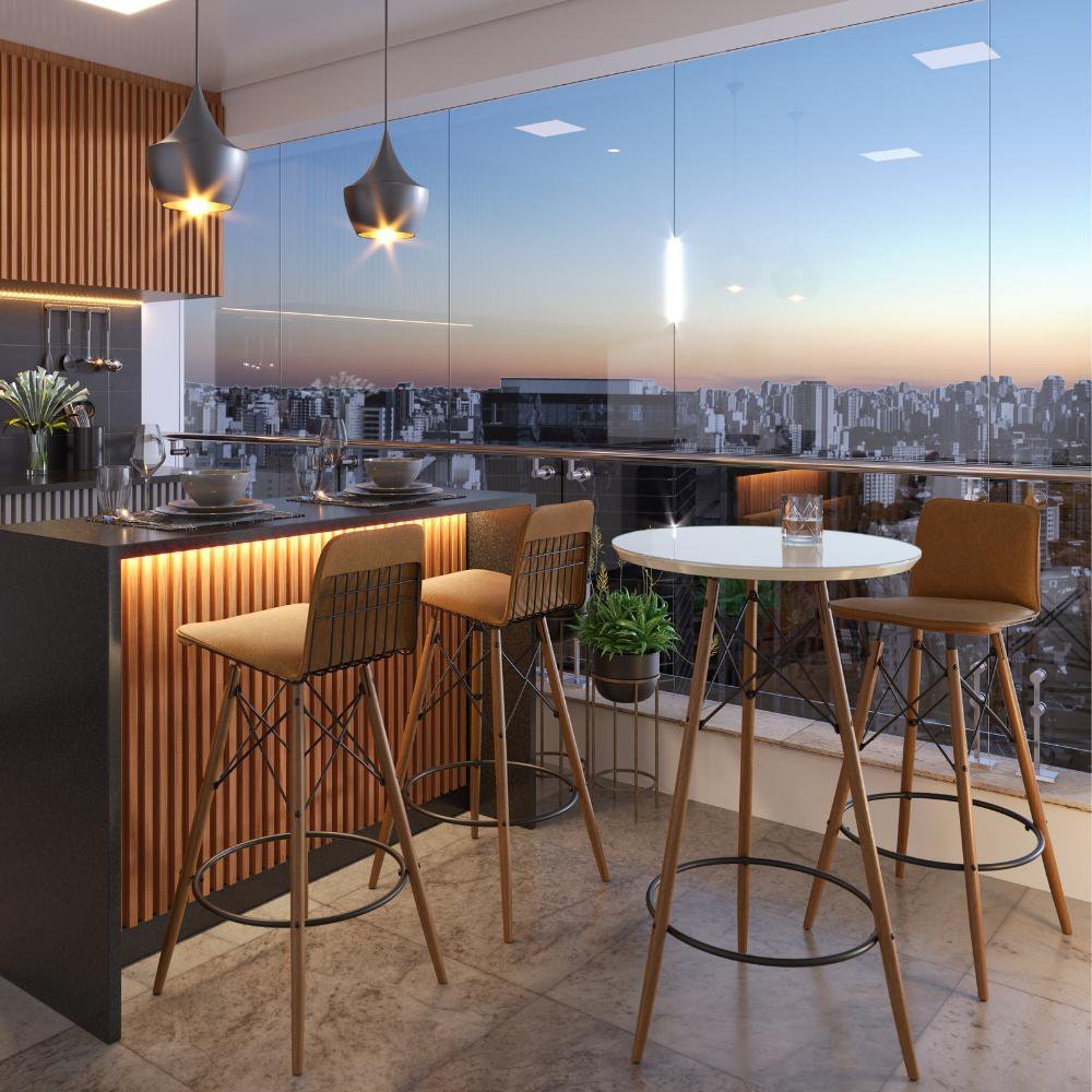 Conjunto Mesa e Banqueta Bistro Gourmet Luxo Off White | MadeiraMadeira