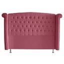 Ver imagem 2 de Kit Realeza Cabeceira de Cama Box e Calçadeira Baú Casal 140 Cm Suede Rosa Eli Móveis