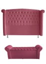 Ver imagem 1 de Kit Realeza Cabeceira de Cama Box e Calçadeira Baú Casal 140 Cm Suede Rosa Eli Móveis