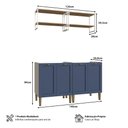 Ver imagem 3 de Conjunto Lavanderia Aurora Provençal 140cm Modulável Nicho Cor:branco com Azul