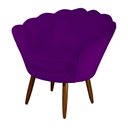 Ver imagem 1 de Poltrona Decorativa Pétala Suede Roxo Pés Madeira Ms Decor