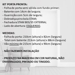 KIT PORTA PRONTA PRIMER - 210X82CM - ABERTURA ESQUERDA - 5
