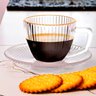Jogo de Xícaras com Pires Graffiato para Café em Vidro Transparente com B. Dourada 90ml - 12 Peças - 4