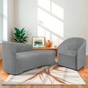 Ver imagem 2 de Kit Sofá Curvo França 140cm Ld. e Poltrona Luiza Max Conforto, Bouclé Cinza