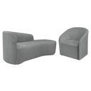 Ver imagem 1 de Kit Sofá Curvo França 140cm Ld. e Poltrona Luiza Max Conforto, Bouclé Cinza