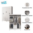 Ver imagem 4 de Guarda Roupa Casal 6 Portas com Pés Fit e Cômoda 1 Porta e 4 Gavetas Fit Branco Brilho - Santos Andi