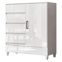 Ver imagem 5 de Guarda Roupa Casal 6 Portas com Pés Fit e Cômoda 1 Porta e 4 Gavetas Fit Branco Brilho - Santos Andi