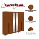 Ver imagem 4 de Guarda Roupa Casal Bertha 6 Portas 2 Gavetas Frassino com Pés e Espelho - Lopas