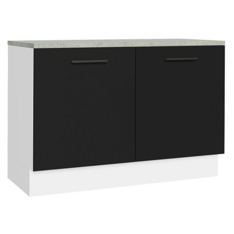 Balcão de Pia Cozinha 2 Portas (com Tampo) Branco/preto Agata Madesa Branco/preto