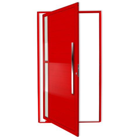 Porta Pivotante Alumínio Lambril Visione c/Puxador D.Vermelho 100 Brimak