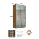 Ver imagem 2 de Guarda-Roupa Solteiro 2 Portas de Correr com Espelho 3 Gavetas MDF 235x120cm Domus Marrom Freijó Natura