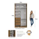 Ver imagem 5 de Guarda-Roupa Solteiro 2 Portas de Correr com Espelho 3 Gavetas MDF 235x120cm Domus Marrom Freijó Natura