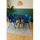 Ver imagem 1 de Jogo Mesa Redonda para Restaurante Comércio com 4 Cadeiras Iso Azul Base Preta Ecomhome