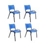 Jogo Mesa Redonda para Restaurante Comércio com 4 Cadeiras Iso Azul Base Preta Ecomhome - 3