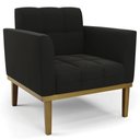 Ver imagem 1 de Poltrona Decorativa Base Madeira Castanho Ana Suede Preto - Ibiza