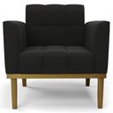 Ver imagem 6 de Poltrona Decorativa Base Madeira Castanho Ana Suede Preto - Ibiza