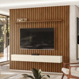 Painel Ripado Placa TV 80 Projetta 218x249 Cinamo Mell Off White MBL - 7