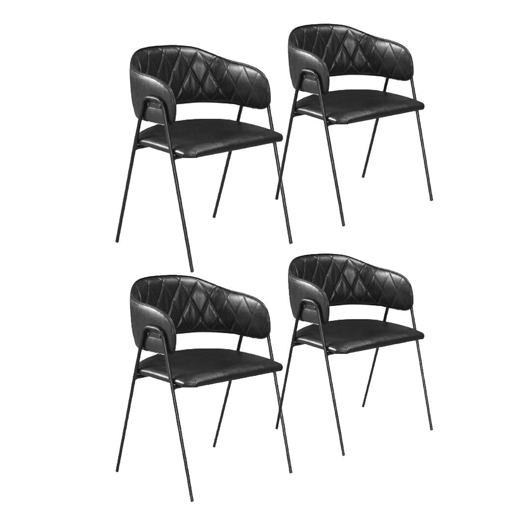 Conjunto 4 Cadeiras de Jantar Veneza no Couro Preto e Metal Preto - 1