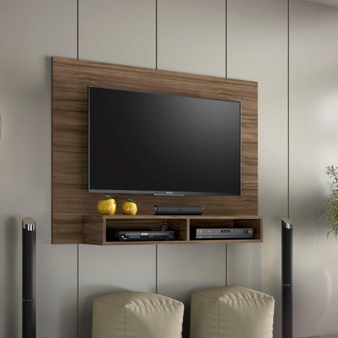 Painel para TV até 49 Polegadas 120CMX89CM 2 Nichos Eros Notável Móveis Marrom
