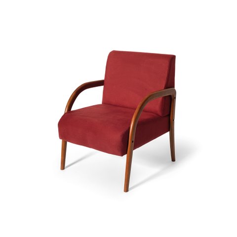 Poltrona para Sala Decorativa Estofada Base Madeira Maciça Duda Cor Bordô