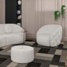 Kit Sofá Curvo e Poltrona Puff Bouclé Branco Euphoria - 6
