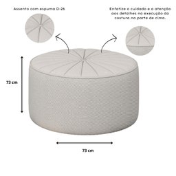 Kit Sofá Curvo e Poltrona Puff Bouclé Branco Euphoria - 12