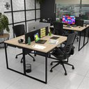 Ver imagem 2 de Estação de Trabalho Mesa Industrial 2 Lugares com Gaveta Netmobil - Dubai/preto