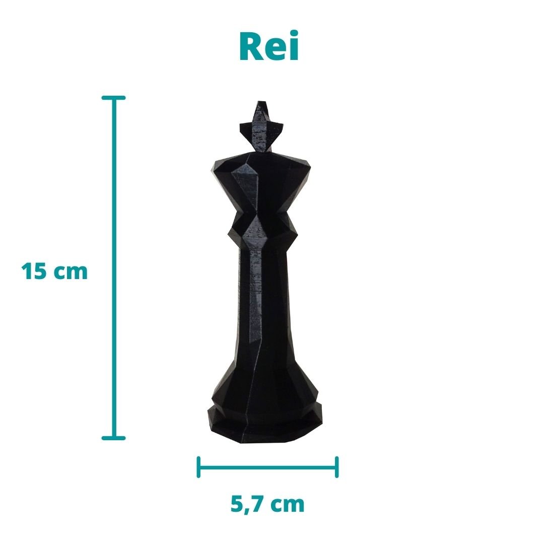 Rei - Peça Decorativa De Xadrez, Estatueta 15 Cm Altura - Toque 3D:Branco - 2