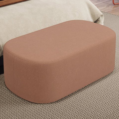 Puff Decorativo Orgânico para Living Quarto 100cm Doha W01 Linho Rosê - Lyam Decor
